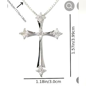 Silver with Rhinestone Cross Necklace